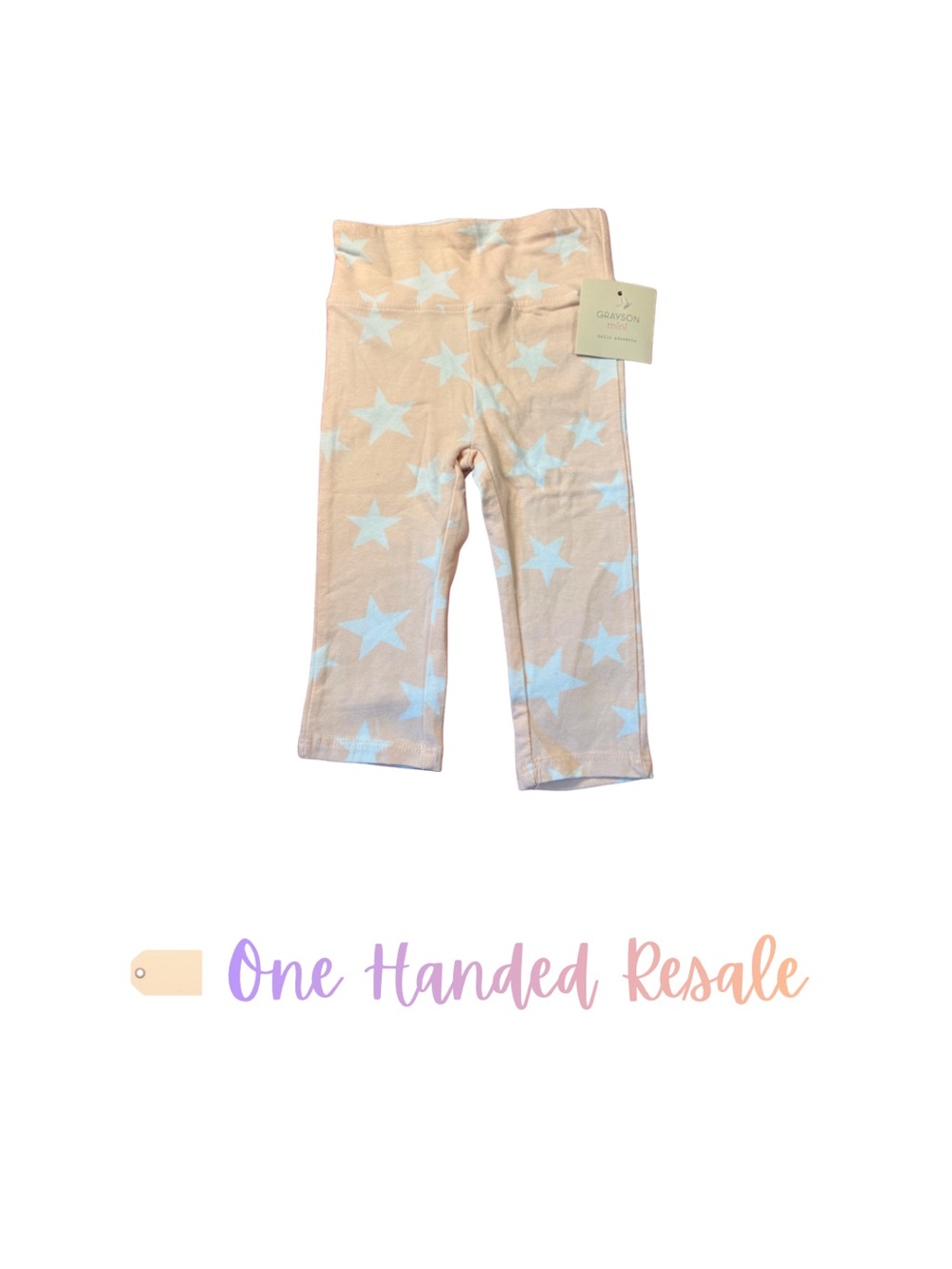 🤩 Grayson Mini Light Peach Baby Pants w/ White Star Pattern